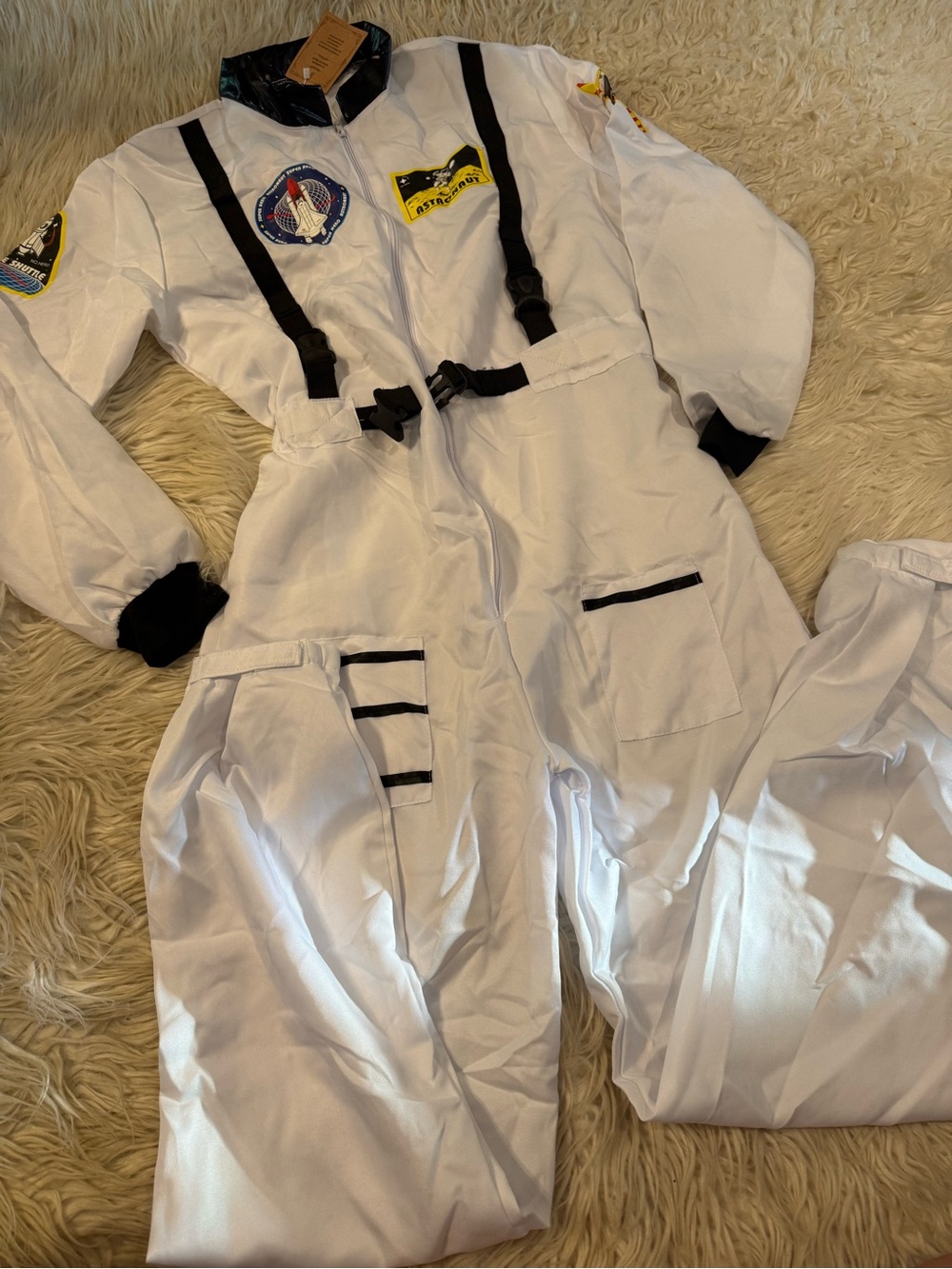 Mens White Astronaut Costume Jumpsuit with Patches (E6)